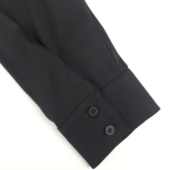 Bailey 44 Black Blouse Button Front Open Overlap Crossover Back White USA L - Picture 5 of 8